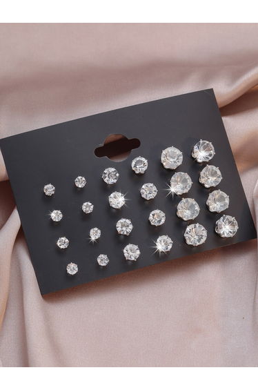 Set of 12 - Embellished Rhinestone Earrings