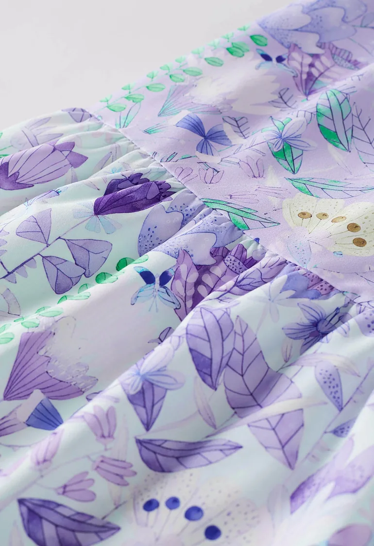 Fresh Floral Shirred Tie-Strap Maxi Dress in Purple for Beach Vacation & Garden Parties - 5