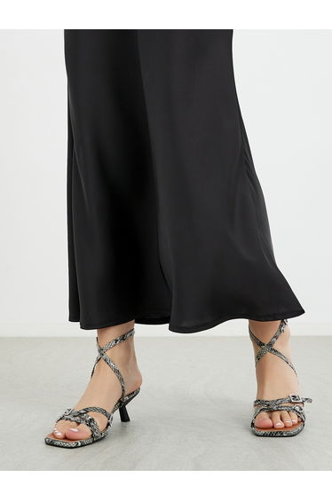 Animal Print Ankle Strap Heel Sandals