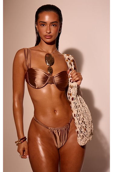 Bronze Shine Swim Thick Strap Bikini Bottoms