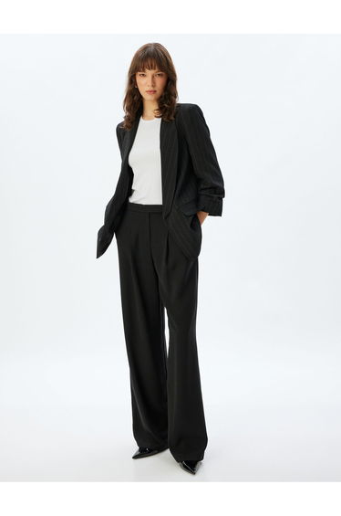 Shawl Collar Blazer Jacket 3/4 Sleeves Flap Pocket Detail Crepe Fabric