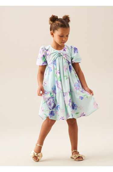 Lucia Puff Sleeve Bow Front Dress