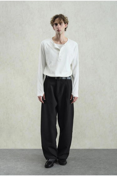 GIESTO Buttoned Crew Neck Long Sleeve T-Shirt
