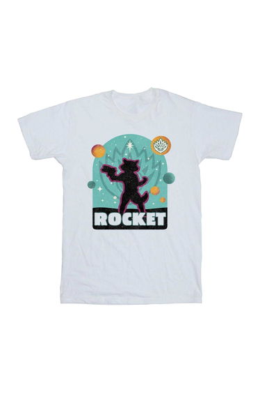 Guardians Of The Galaxy Volume 3 Girls Rocket Raccoon Badge Cotton T-Shirt - White