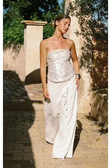 Opal Premium Large Shell Sequin Bandeau Top