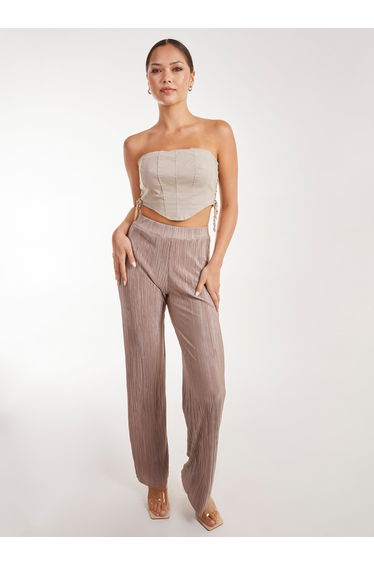 Plisse Flared Trousers