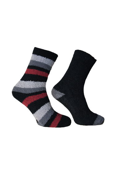Pierre Roche Mens Premium Quality Lounge Socks (Pack Of 2) - Red/Grey