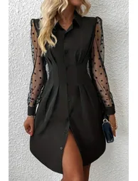 JANES Polka Dot A-Line Midi Dress with Button Closure - 2