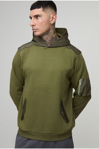 Tall Regular Fit Utility Hoodie - khaki