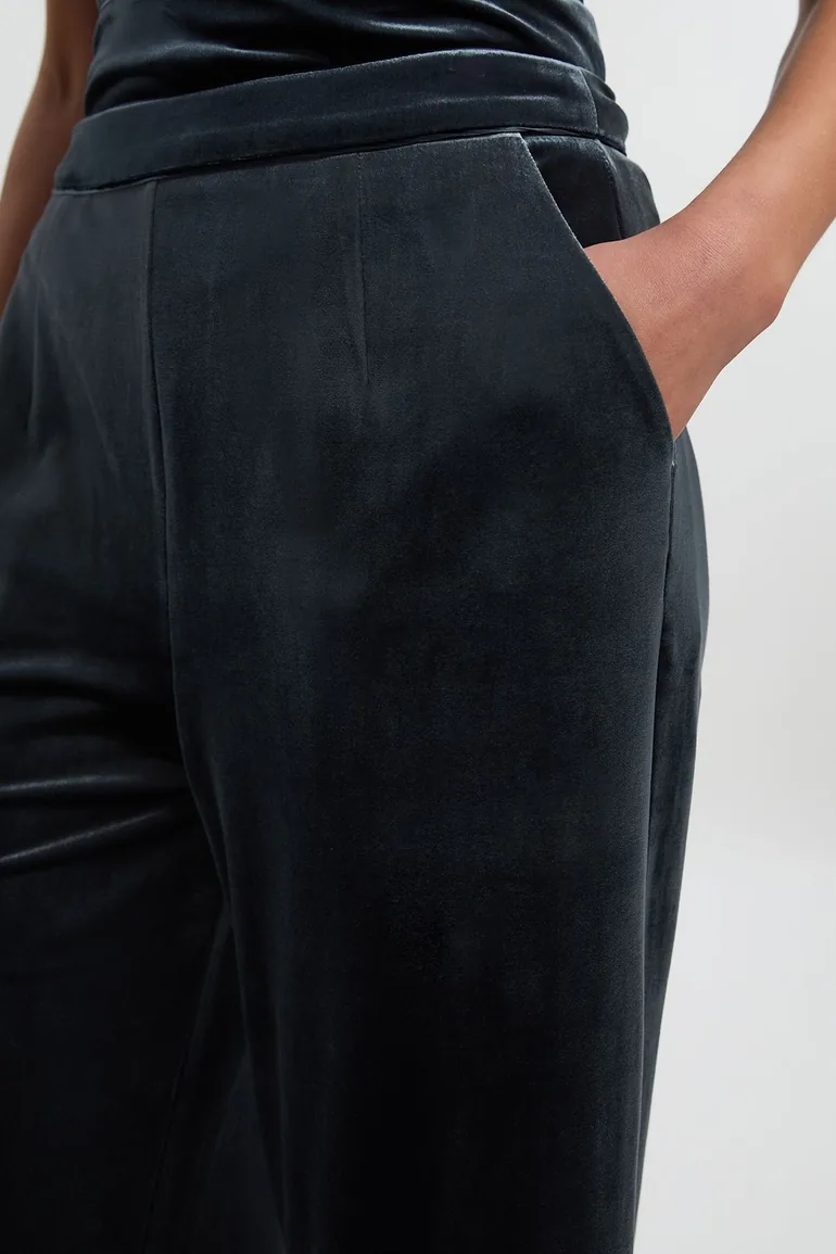 Velvet Woven Wide Leg Trouser - 2