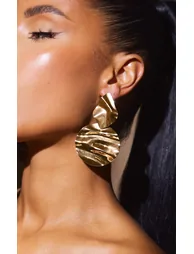 Gold Abstract Disc Statement Earrings