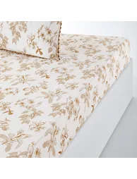 شرشف سرير قطن مغسول بطبعة أزهار بحواف مطاطية ارتفاع 30 سم 