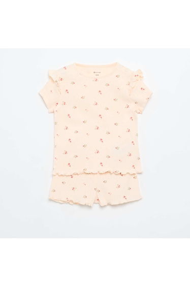 2-piece short pointelle knit pajama set PINK