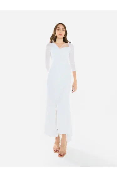 فستان ماكسي بتصميم لف بفتحة مزين بالترتر