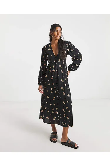 Button Through Midi Dress