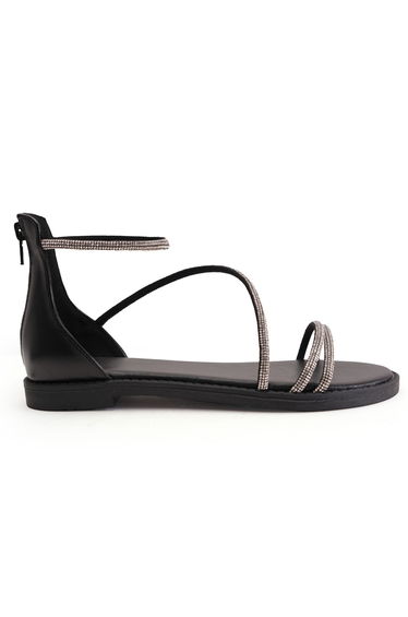 Women's Wheres That From Embellished Gladiator Sparkly Flat Sandals in Black