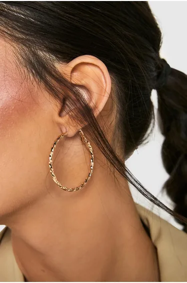 Gold Twisted Hoop Earrings