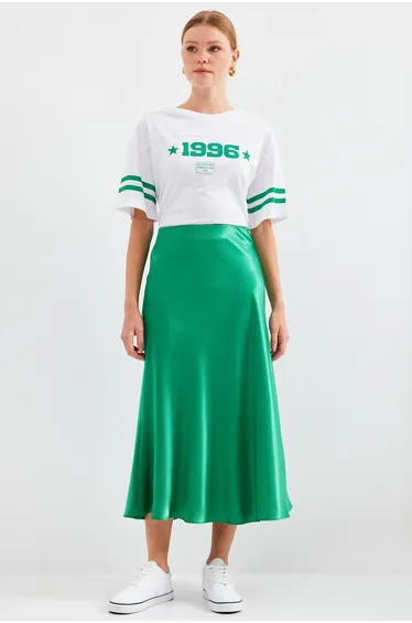 Satin Skirt - Green
