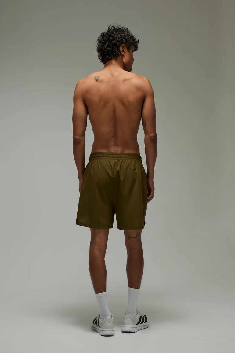 Common Pace Running Perforated 5inch Short - olive - 1