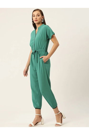 Women Belted Cuffed Jumpsuit