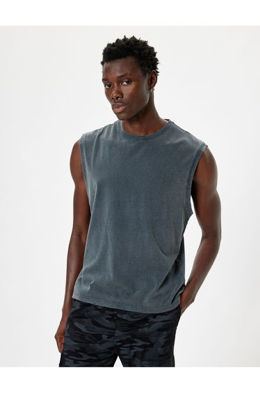 Basic Sleeveless T-Shirt Crew Neck Cotton