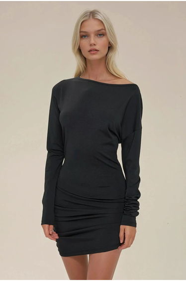 Boat Neck Bodycon Mini Dress