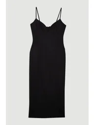 Premium Linen Pintuck Detail Pencil Tailored Midaxi Dress - 3