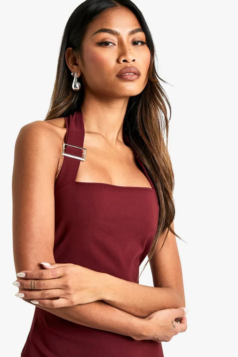 Bengaline Buckle Halterneck Mini Dress - 3