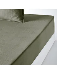شرشف سرير كتان مغسول بحواف مطاطية ارتفاع 35 سم - 1