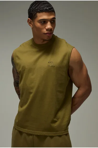 Training Dept Premium Heavyweight 220gsm Oversized Boxy Tank - olive