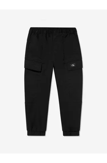 Calvin Klein Boys Sateen Cargo Trousers in Black