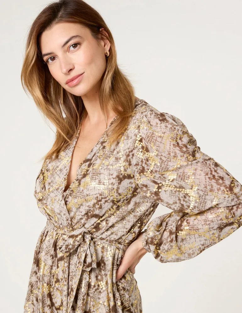 Snake Print Long Dress - 4