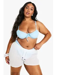 Plus Beaded Cotton Beach Shorts