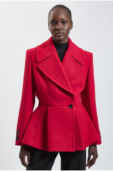 Wool Peplum Short Coat