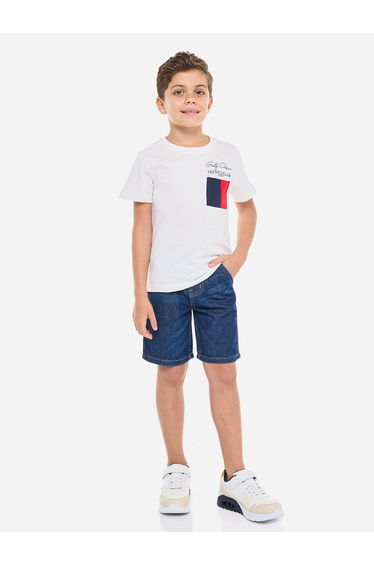 Boys Pocket Graphic T-Shirt and Denim Shorts Set