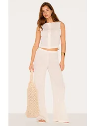 Cream Textured Button Up Waistcoat - 2