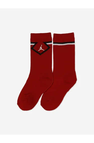 Jordan Kids Diamond 3 Pack Crew Socks Set in Red