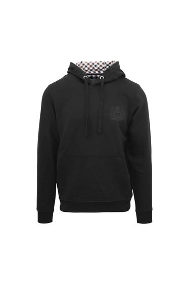Aquascutum Mens Logo Hoodie - Black