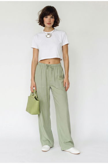 LUCCI Wide-leg Cotton Trousers With Drawstring Waist