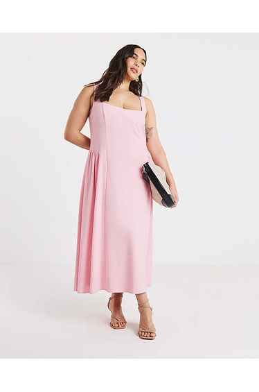 Scuba Crepe Waist Detail Midi