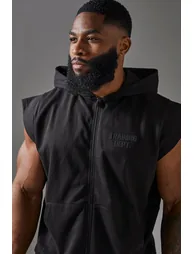 Training Dept Sleeveless Zip Through Loopback Regular Fit Hoodie