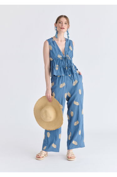 Leaf Embroidered Trousers