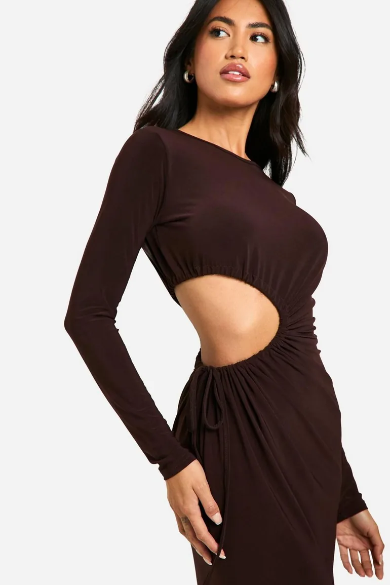 Shop Long Sleeve Cut Out Maxi Dress