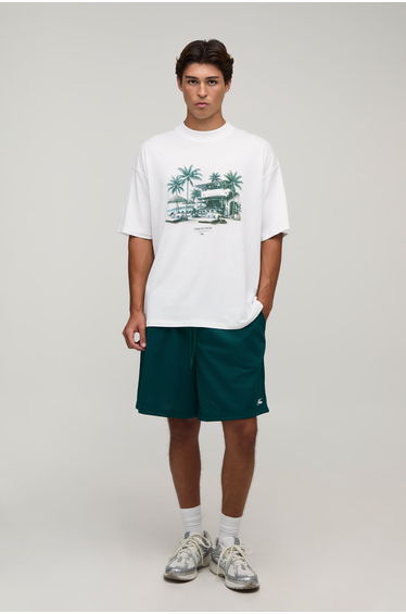 Baggy Fit Man Script Mesh Jersey Short - forest