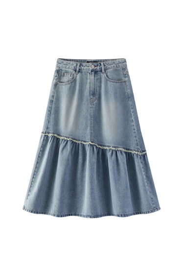 Women's Asymmetrical Denim Midi Skirt