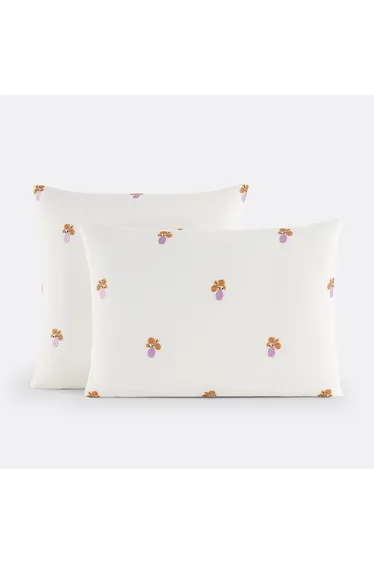 غطاء وسادة قطن بتطريز