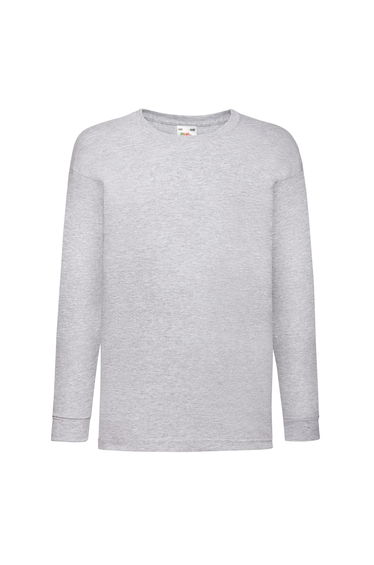Fruit of the Loom Childrens/Kids Valueweight Heather Long-Sleeved T-Shirt - Grey