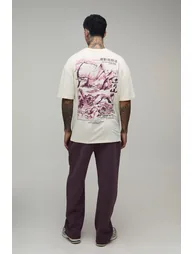 Tall Oversized Kyoto Mountain Graphic T-shirt - ecru - 2