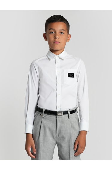 Boys Long Sleeve Logo Shirt in White