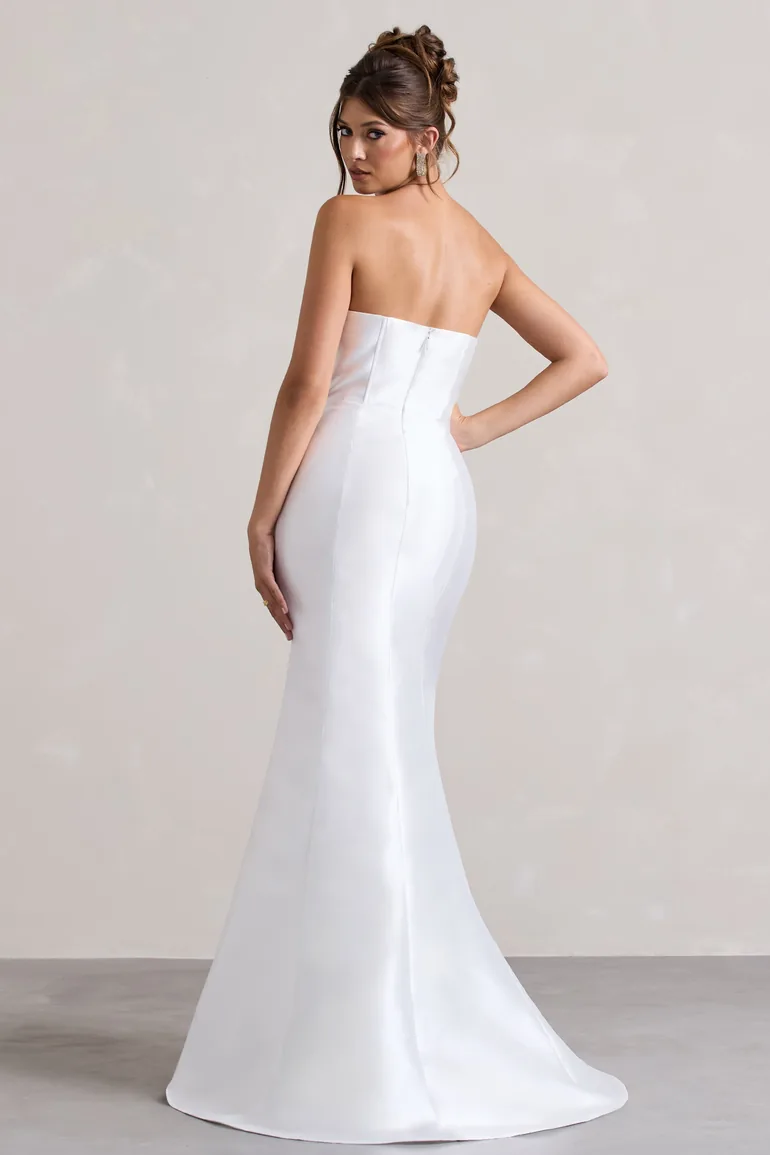 Shop Define | White Satin Asymmetric Fishtail Maxi Dress Online in Oman Shop Define | White Satin Asymmetric Fishtail Maxi Dress Online in Oman